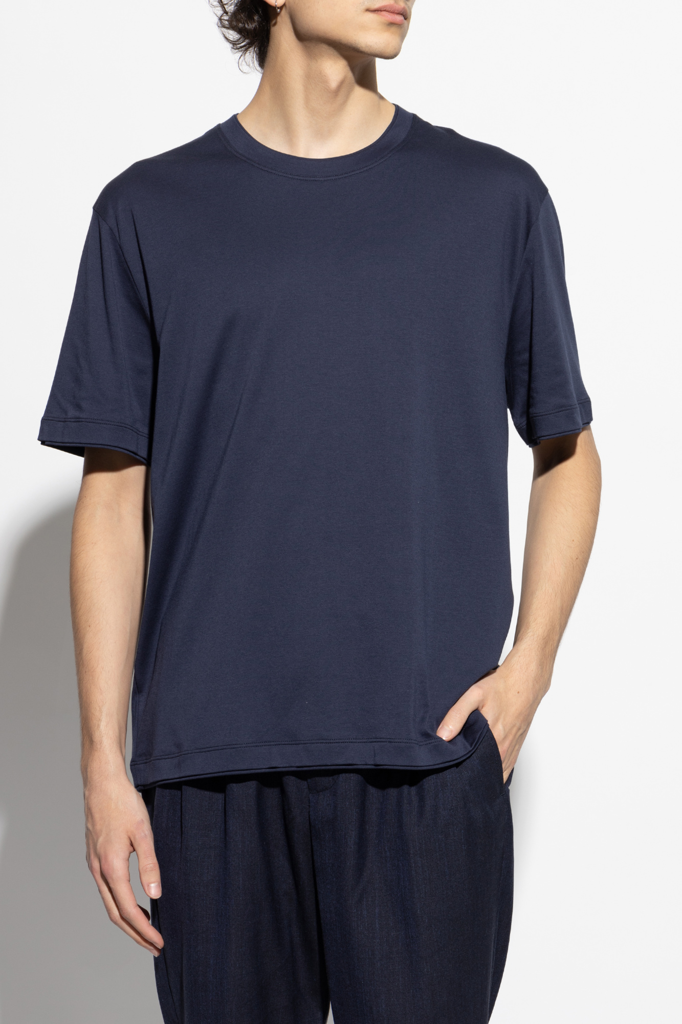 Tシャツ・カットソー ELEVENTY Men T Shirts K75TSHK19TES0K03504 Brown Navy blue Round neck T-shirt Eleventy - Vitkac AS